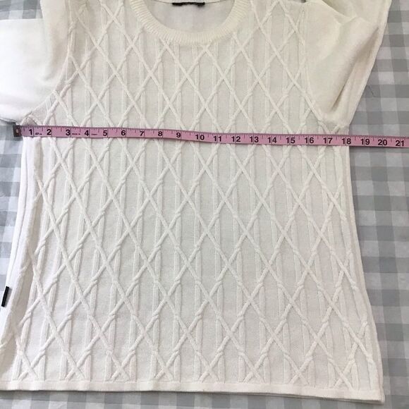 BACK-TEE fisherman Cotton cable knit ecru white medium scoop neck - Picture 6 of 10